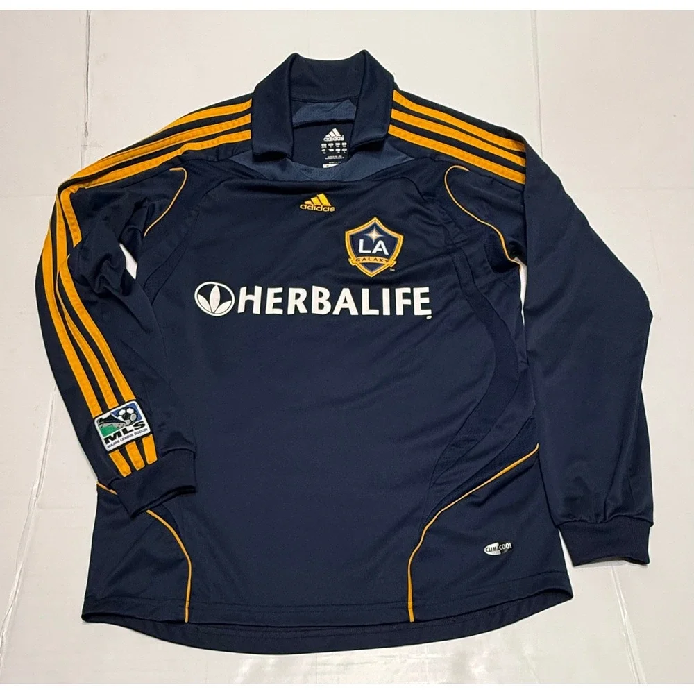 Adidas LA Galaxy Beckham 23 Jersey Mens Large Navy Blue Long Sleeve Soccer MLS